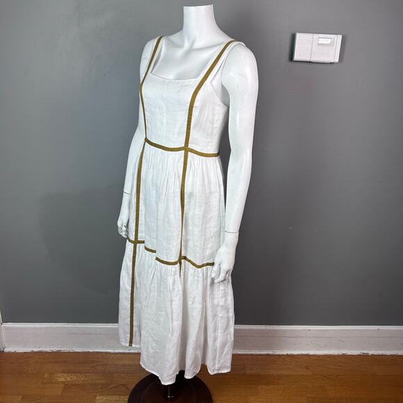 Sancia Revolve dress XS linen white Arcais Apron minimalist old money retro - Picture 8 of 12